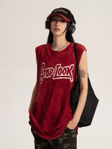 Ретро жилет, майка топ без рукавов, футболка, в американском стиле