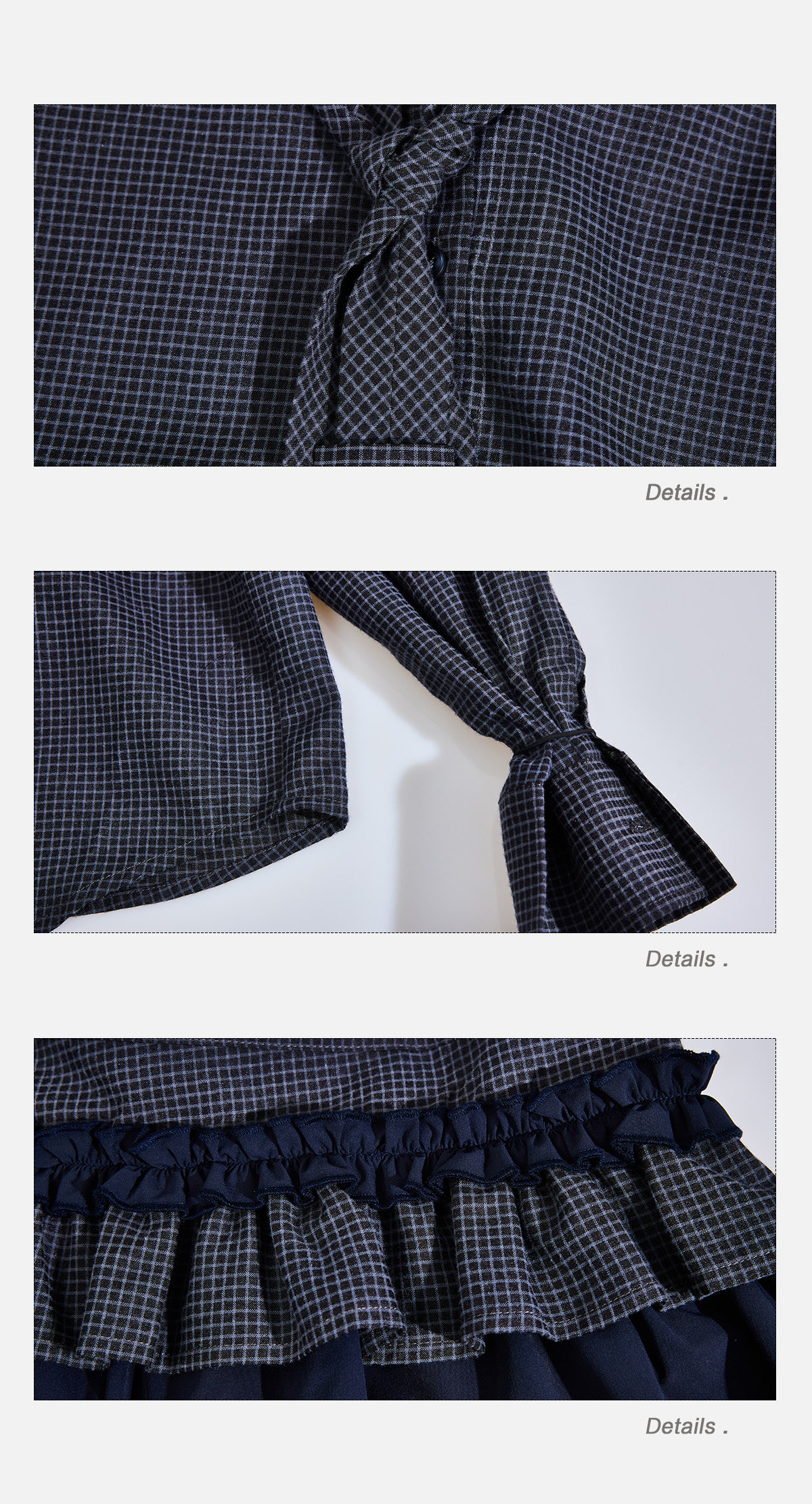EZEK Plaid Ruffle Pleated Shirt