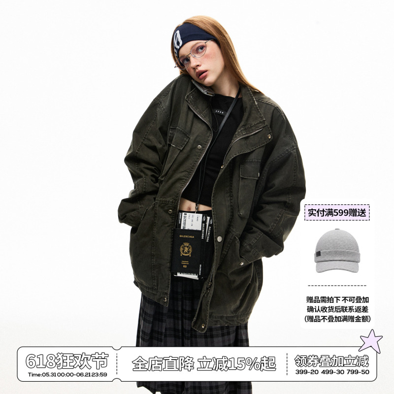 Ezek Distressed Sand-Washed Workwear Jacket for Men and Women, New Autumn and Winter American Retro Pocket Casual Loose Jacket Top