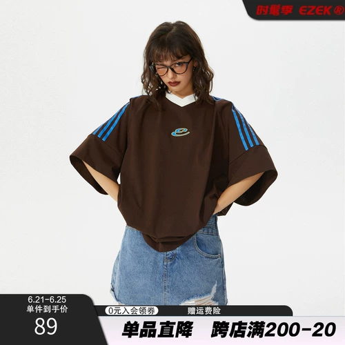 Оригинальная ретро летняя короткая футболка с коротким рукавом, в американском стиле, свободный крой