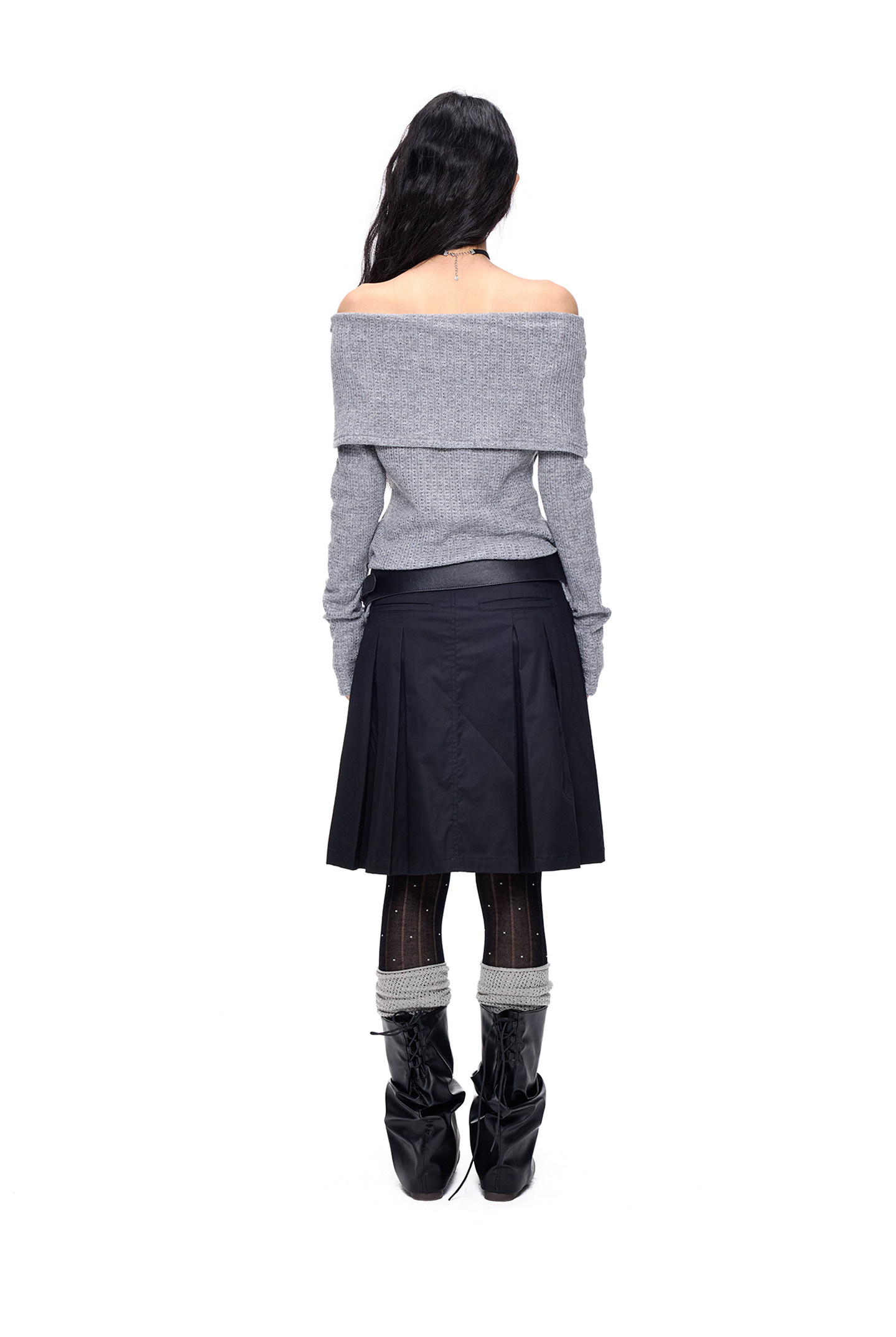 EZEK Off-Shoulder Button Knit Top