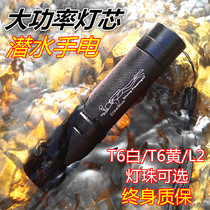 Diving flashlight strong light rechargeable super bright small mini long range portable LED aquaculture waterproof light