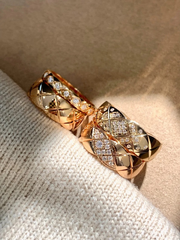 100% Genuine Gold and Diamond 18K Gold Natural Diamond Diamond-Studded Coco Ring for Women, Simple Rose Gold Color