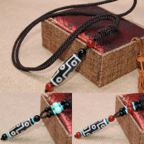 Natural Tibetan genuine 379 eyes Tianzhu evil spirits pendant Agate chalcedony rough stone hand string necklace accessories for men and women