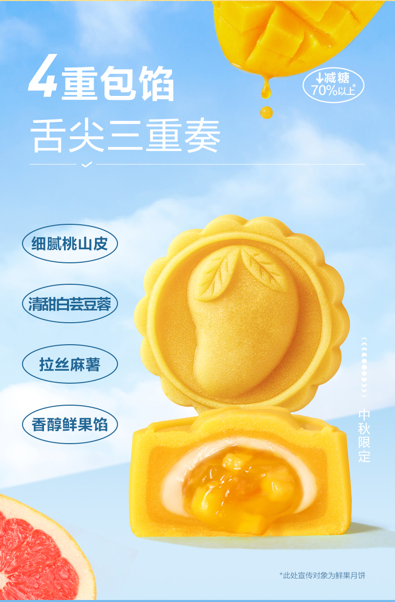 良品铺子 真果肉 鲜果月饼组合 230g/4枚 图12
