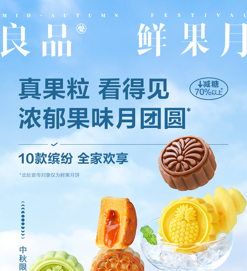 良品铺子 真果肉 鲜果月饼组合 230g/4枚 图1