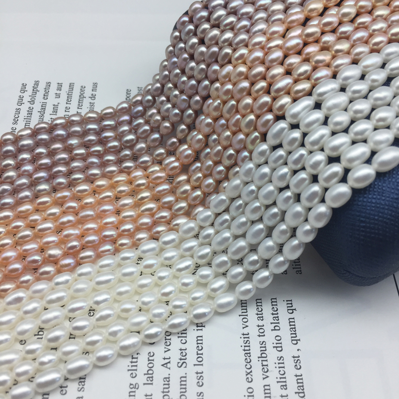 4-5mm millet-shaped millet-shaped pearl necklace bracelet loose beads DIY almost flawless glare white for mother