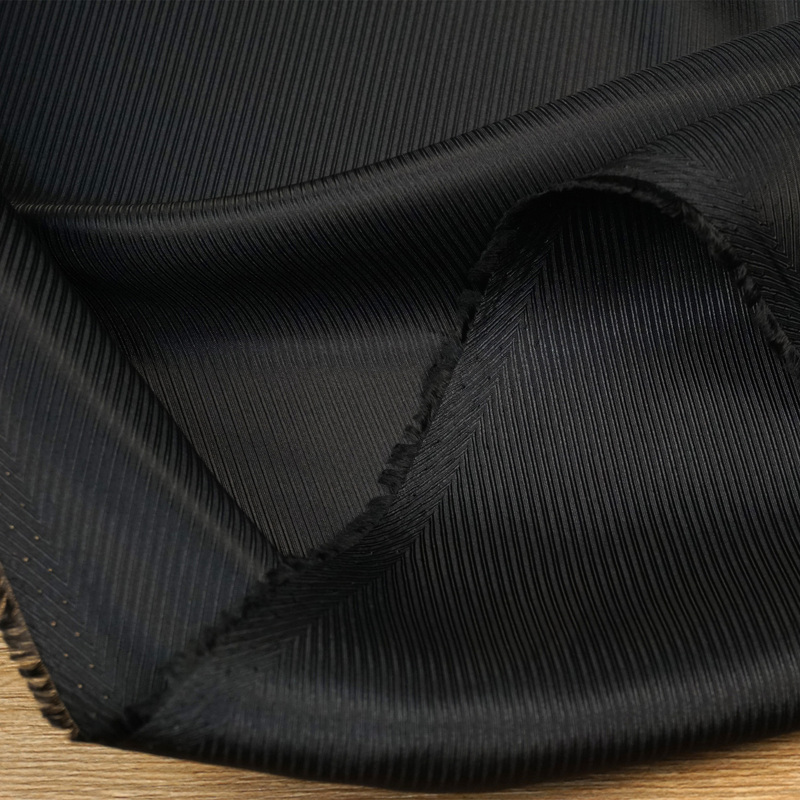 Japanese Imported Black Jacquard Twill Lining Fabric, Soft, Smooth and Shiny, Suitable for Outerwear, Suits and Trousers Lining