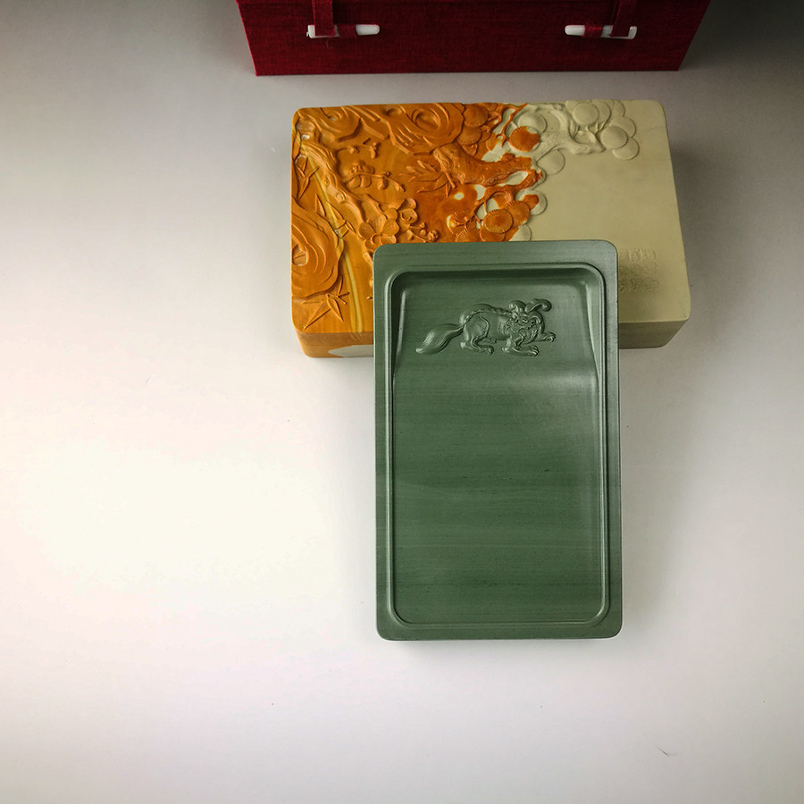 Tonghua Songhua Inkstone Royal Inkstone Hall Old Pit Stone Box Cover 6-inch Boutique Product Duan She Inkstone Copy Sutra Collection Grinding Ink