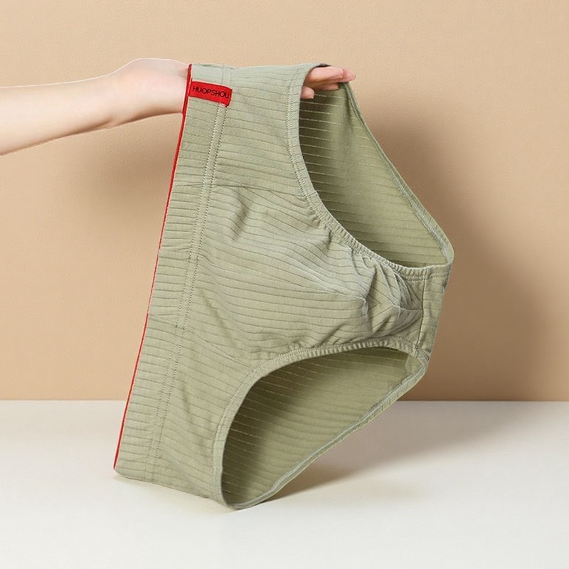 Men's Pure Cotton Briefs, Trendy Style, Simple Men's Underwear, Mid-Waist Solid Color Men's Briefs