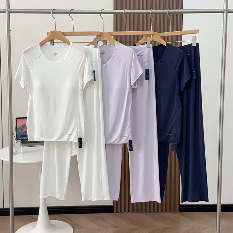 Atour Same Style Deep Sleep Pajamas Loungewear Set Short Sleeve with Chest Pad Spring and Summer 6423 Atour Same Style Deep Sleep Pajamas Loungewear Set Short Sleeve with Chest Pad Spring and Summer 6423
