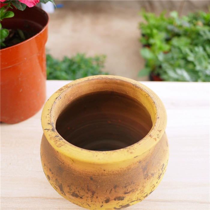 Đồ gốm thủ công retro đất sét nồi jar hoa bình hoa thịt đất nung đất sét đen gốm cổ xưa khai quật - Vase / Bồn hoa & Kệ giỏ treo ban công