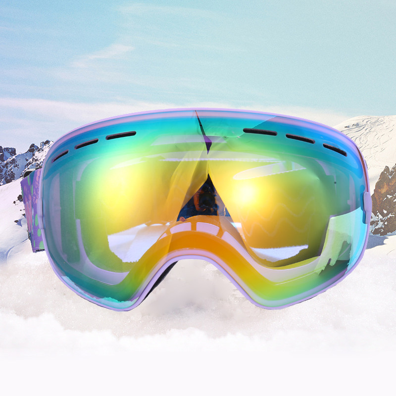 Ski goggles double-layer anti-fog adult male and female mountaineering eye protection spherical ski glasses single and double board coca myopia glasses