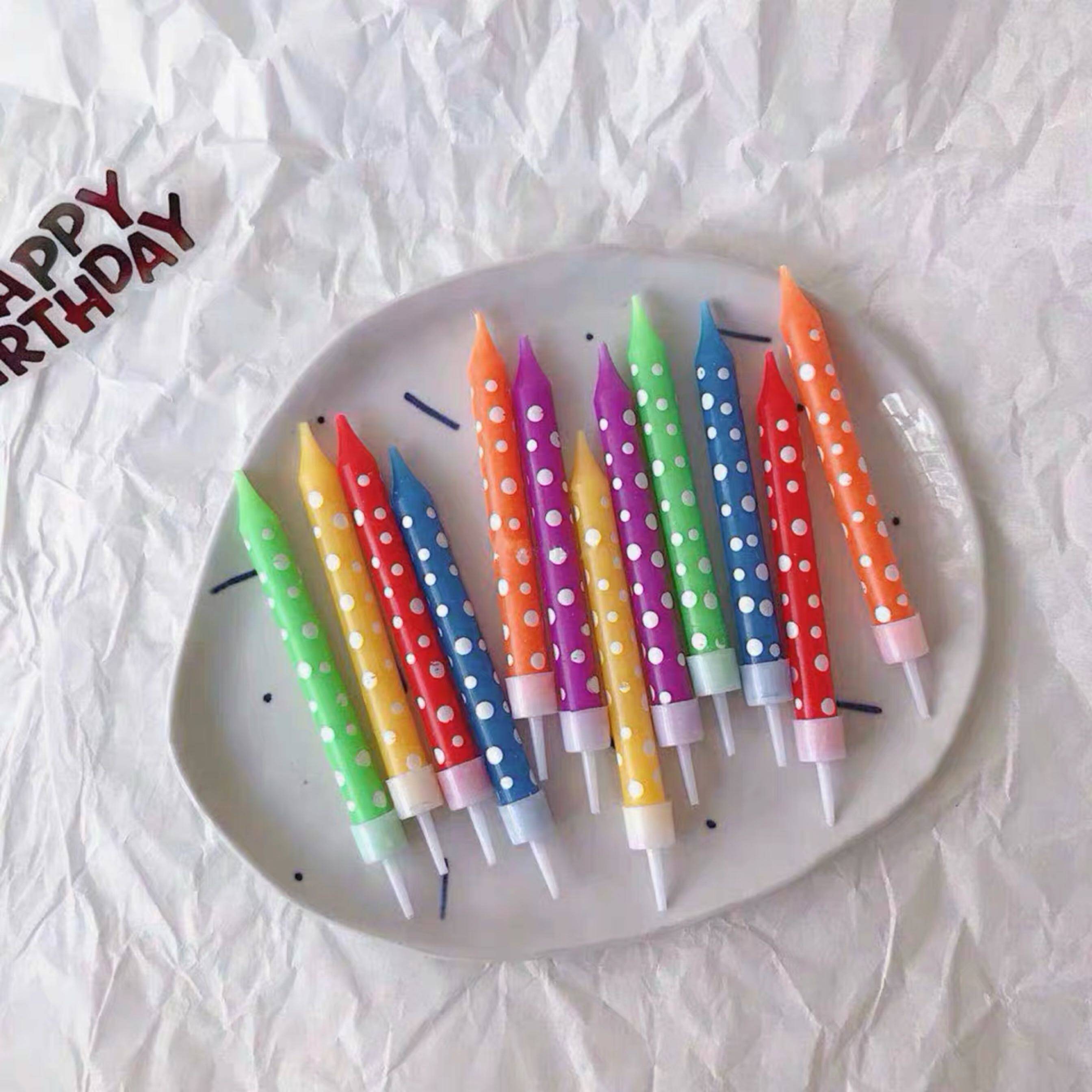 Korean ins color wave point birthday cake candle party decoration candle