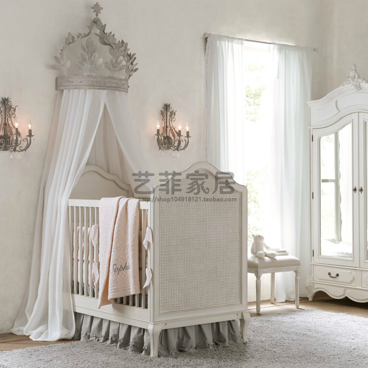 Pháp giọng retro cung điện Crown Princess Room Cô gái màn ngủ sắt Mantle lưới miễn phí vận chuyển - Bed Skirts & Valances rèm gỗ phòng ngủ