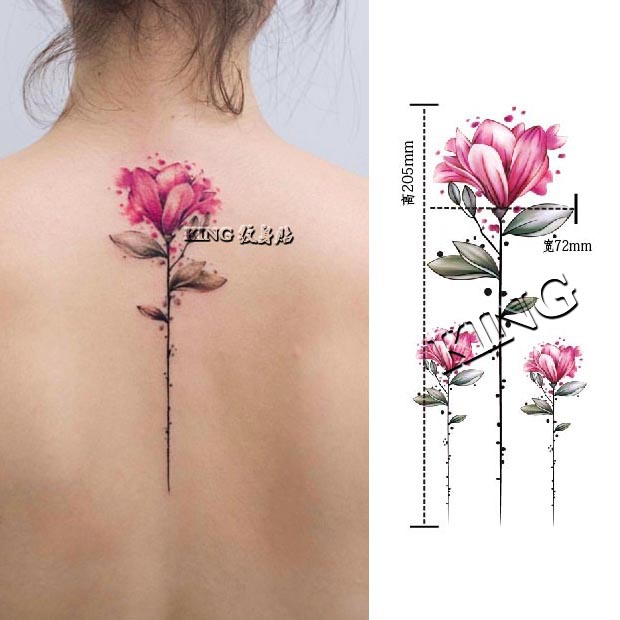 KING creative tattoo stickers waterproof women lasting original watercolor pink orchid back sexy flower tattoos