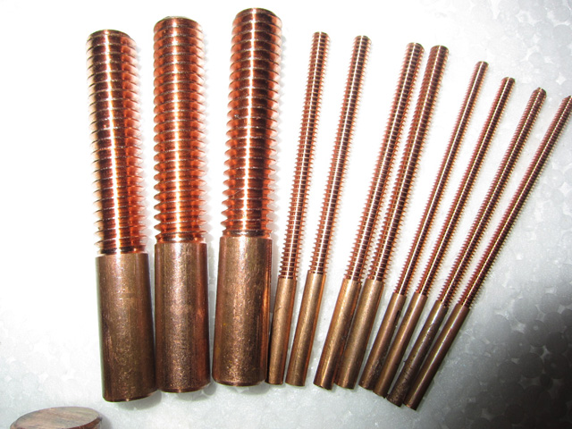 Hollow copper threaded electrode with water hole red electrode copper translational discharge spark screw metric M2-M25
