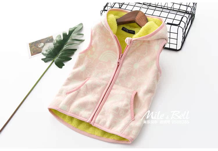 00 trẻ em trùm đầu cộng với áo len lông cừu nhung 2018 thu đông nam nữ mới in vest vai vest hoang dã áo len ba lỗ cho bé