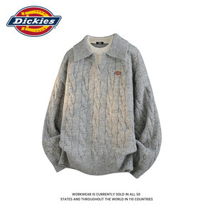 Dickies Official Genuine Two-Piece Style Lapel Knit Sweater for Men, New Autumn Loose Sweater Casual Top