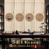 Customized printed bamboo curtain roll curtain hanging painting screen curtain home Chinese tea room curtain lifting roll pull balcony shade