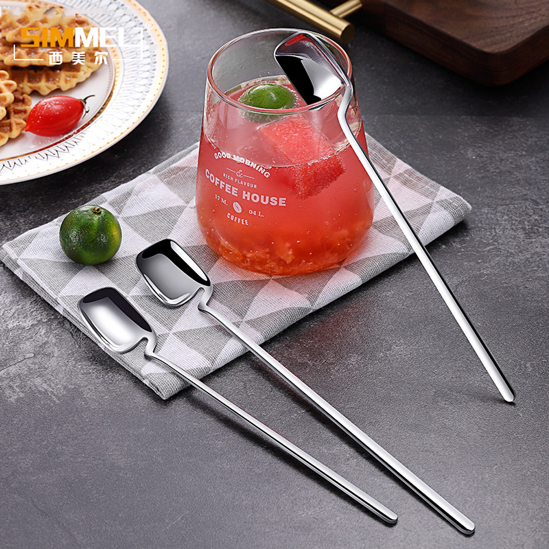 304 stainless steel mixing spoon long handle coffee spoon condiment small spoon dessert honey spoon lengthened creative ice spoon