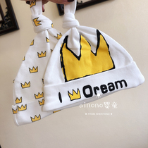  ins New newborn baby fetal hat Pure cotton spring summer autumn and winter baby hat Newborn full moon 0-3 months crown hat