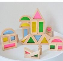 Regio rainbow color transparent light and shadow building blocks set teaching aids Color cognitive art enlightenment set of 24 pieces