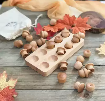 Riggio Waldorf wooden teaching toy Wood ACORN a pack of 10
