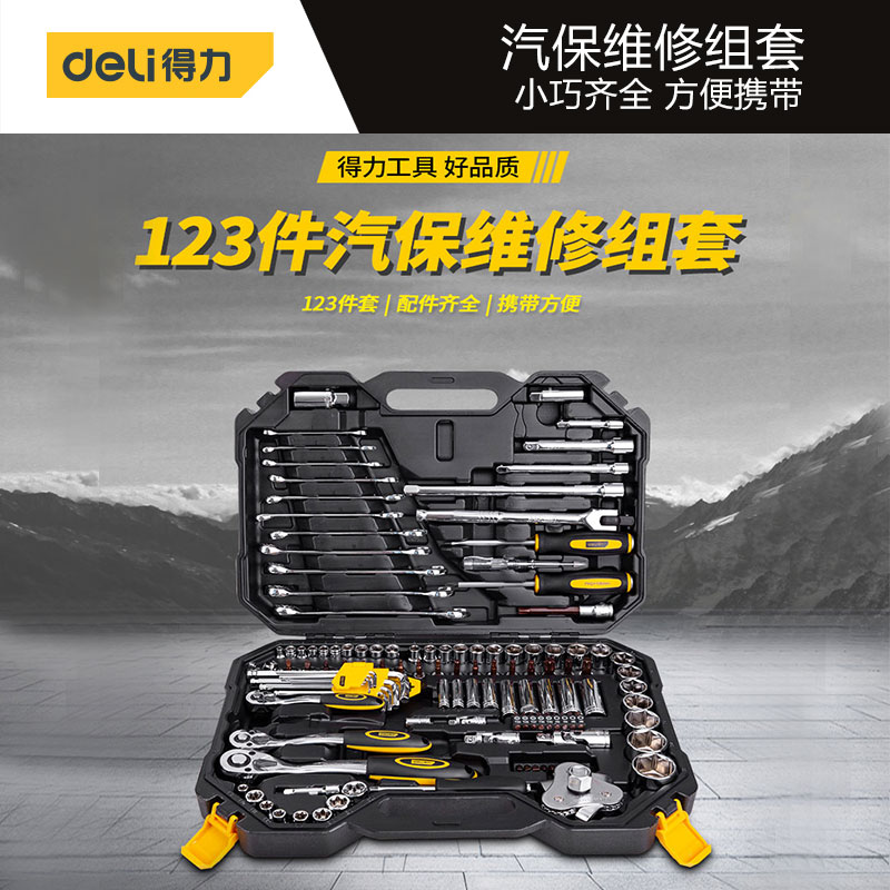 Deli (deli) tool 123 pieces auto maintenance set hardware set manual home suit DL7461