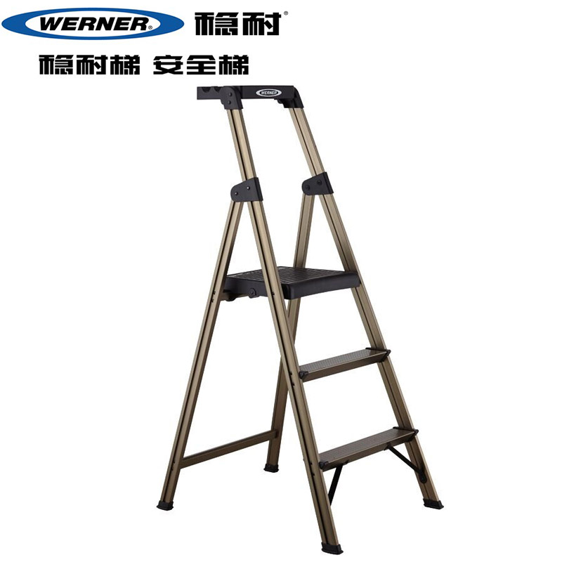 Wenn Nai 233 234T Elegant gold wide pedal household ladder Folding ladder Herringbone ladder Multi-function ladder non-slip thickening