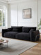 French Vintage Style Black Bean Sofa, Chenille Fabric Sofa for Small Living Rooms, Straight-Line Bauhaus Style Sofa