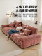 French-Style Vintage Chenille Sweet Persimmon Sofa, Adjustable Straight Sofa for Living Room, Can Be Used for Sleeping or Reclining, Fabric Sofa