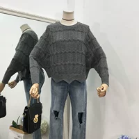 Thời trang hoang dã cổ tròn áo thun rộng tay dài bất thường áo len nữ hàng đầu Hàn Quốc áo khoác cardigan nữ