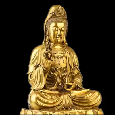 Buddhist supplies pure bronze Buddha statue Avalokitesvara statue Guanyin Bodhisattva statue pure bronze lion