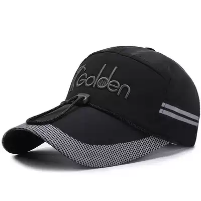 Summer fishing hat men's outdoor sunscreen cap extended eaves cap reflective strip windproof rope sunshade baseball cap