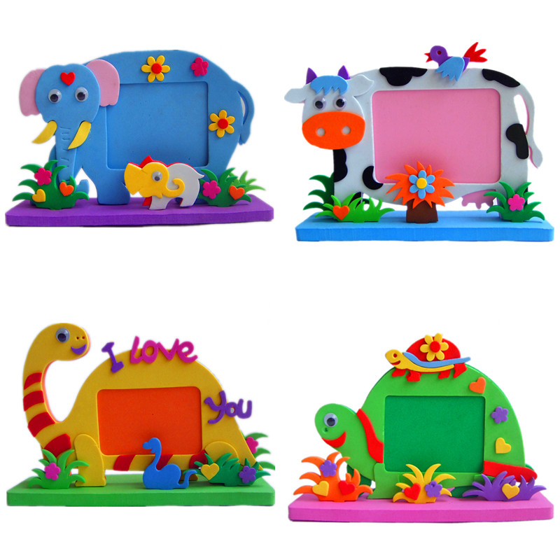 Cartoon Photo Frame Handmade Diy Children Self-Making Material Baeva Dairy Cow Dinosaur Elephant Kindergarten Puzzle Toys