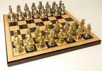 American chess classic metal tin medieval knights styling chess walnut chess board solid wood