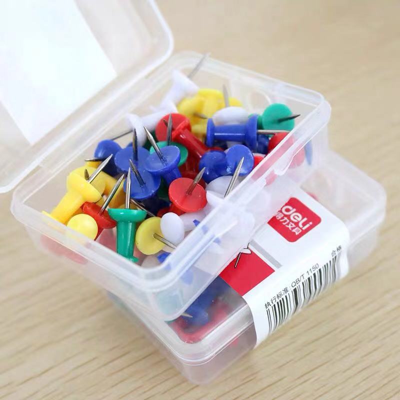 (1 box) Deli 0021 color I-shaped nails American style pushpins press nails sketch writing short needle photo painting wooden board