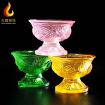 Tibetan Buddhist supplies High feet eight auspicious seven-color water glass water supply cup for Buddha cup Water supply bowl Holy water cup 7