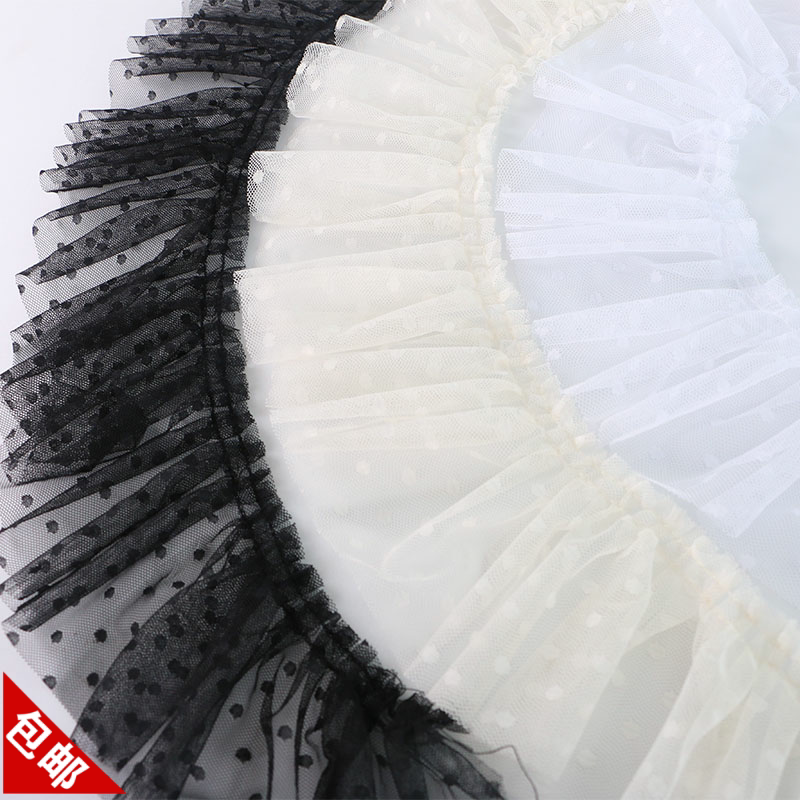Ultra-wide Podot Net yarn lace lace wide lace lengthened encrypted pleated long skirt hem DIY clothing accessories fabric