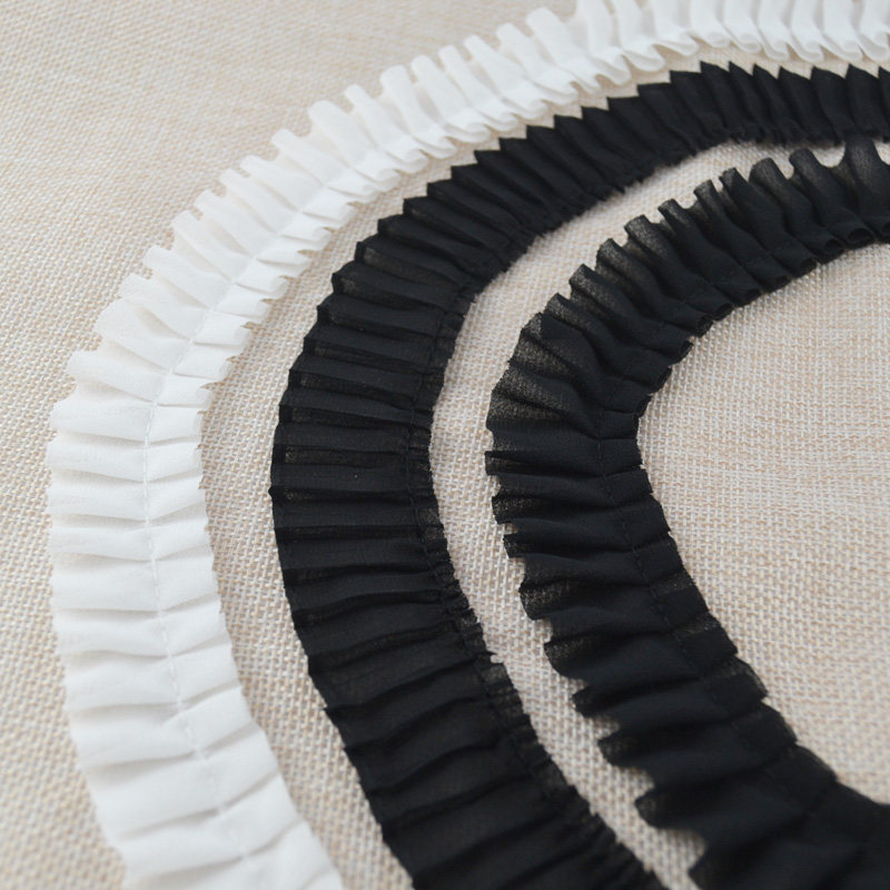 Wide 3CM CHIFFON pleated lace neckline cuffs Garment decorative edge with home DIY handmade fabric trim edge