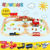 EDWONE80P Engine Room Track Train Toy Set Wooden Train Track Childrens toys