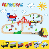 EDWONE70 PIECES WOODEN TRAIN WOODEN TRACK TRAIN ASSEMBLY TOY Childrens toy