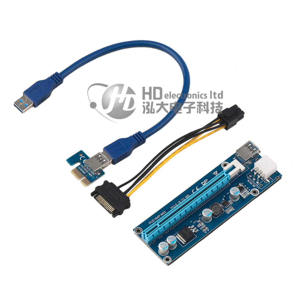 PCIE 1X turns 16X graphics card extension line 6Pin DC-DC single power supply power supply transfer line