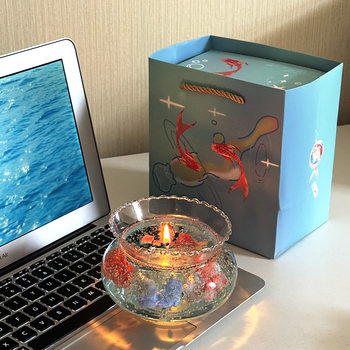 [Bubble Fish Tank] Gift Box with Goldfish Scented Candle, Bedroom Fragrance Ornament, Long-Lasting Home Fragrance, Birthday Gift