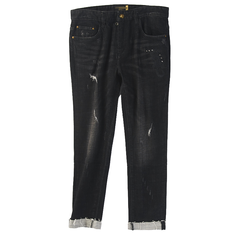 65486 Spring Fall New Man Style Natural Waist Fashion Casual Trend Embroidery Quality Breaking Denim Trousers 11