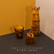 DOIY spot Spanish cat stacking water glasses 4 packs stacking creative design restaurant exquisite glass gift