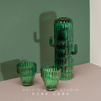  Spot AHD｜Spain DOIY Cactus glass water cup 6 pack cold water jug creative design restaurant water cup