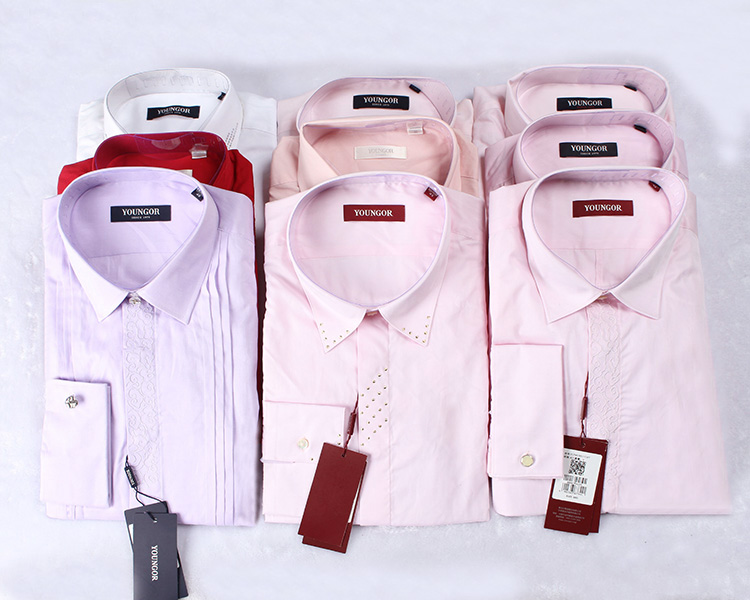 (Negative to pick up the leak) Grove Bride Wedding Celebration dress male sleeved shirt powder CCS27#