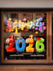 2026 Year of the Horse Happy New Year Cartoon Stickers Plush Windshield Window Decorations Festive Spring Festival New Year Decoration Static Stickers